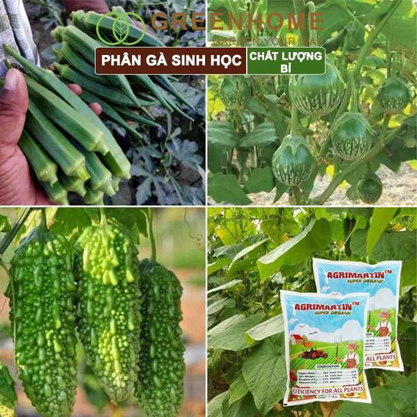 Phân gà Agrimartin, bao 1kg, viên nén, hữu cơ sinh học bón rau sạch, cây ăn quả, hoa hồng |Greenhome