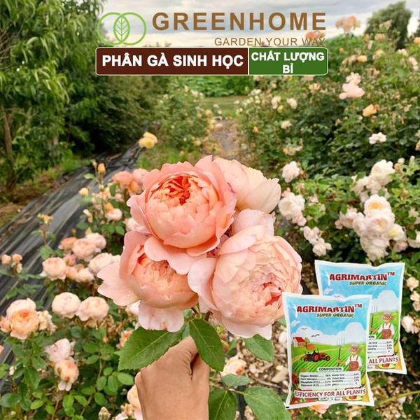 Phân gà Agrimartin, bao 1kg, viên nén, hữu cơ sinh học bón rau sạch, cây ăn quả, hoa hồng |Greenhome