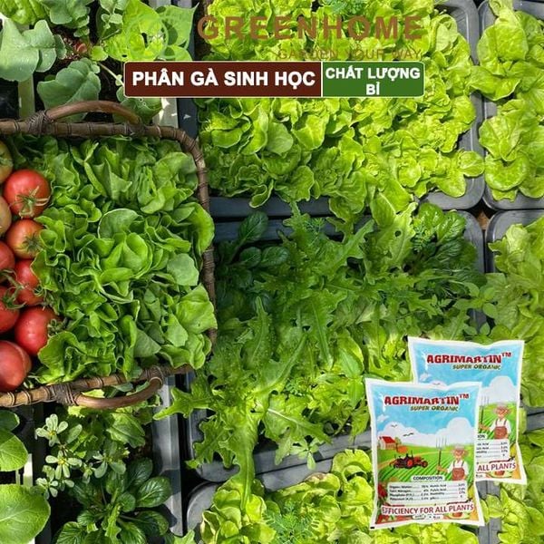 Phân gà Agrimartin, bao 1kg, viên nén, hữu cơ sinh học bón rau sạch, cây ăn quả, hoa hồng |Greenhome