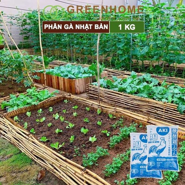 Phân gà Aki Sfarm, bao 1kg, nhập khẩu Nhật Bản, hữu cơ sinh học bón rau sạch, cây ăn quả, hoa hồng