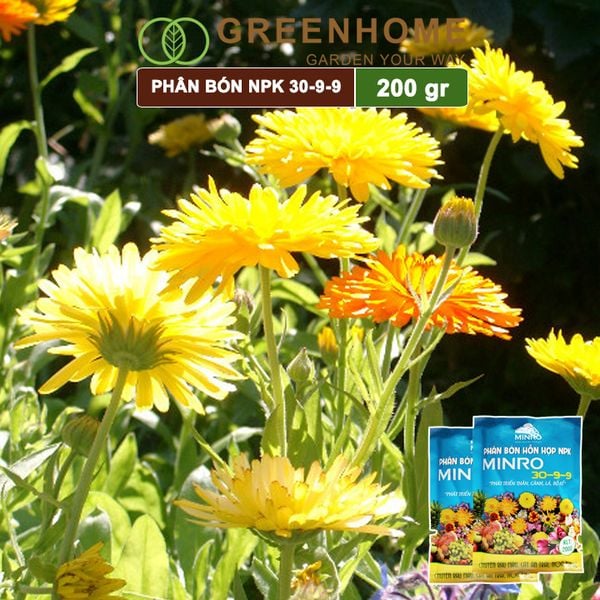 Phân NPK 30-9-9 Minro, bao 200gr, hỗ trợ phát triển nhanh thân, cành, lá, bộ rễ |Greenhome