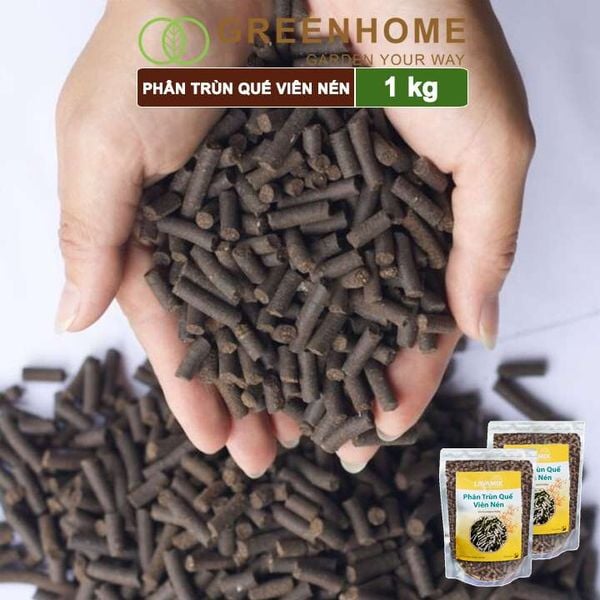 Phân trùn quế viên nén Lavamix, bao 1kg, nguyên chất bổ sung dinh dưỡng cho cây, hoa, cải tạo đất |Greenhome
