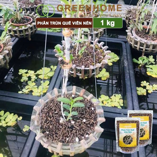 Phân trùn quế viên nén Lavamix, bao 1kg, nguyên chất bổ sung dinh dưỡng cho cây, hoa, cải tạo đất |Greenhome
