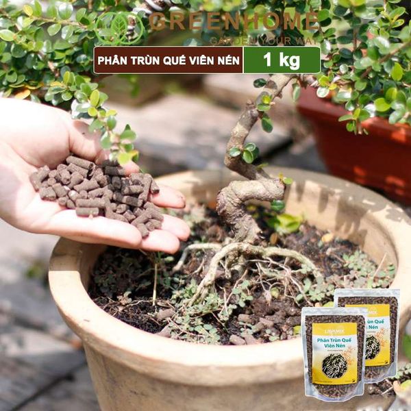 Phân trùn quế viên nén Lavamix, bao 1kg, nguyên chất bổ sung dinh dưỡng cho cây, hoa, cải tạo đất |Greenhome