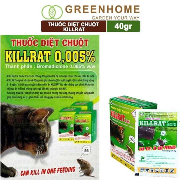Thuốc diệt chuột Killrat, bao 40gr, thế hệ mới, hiệu quả, diệt cả đàn