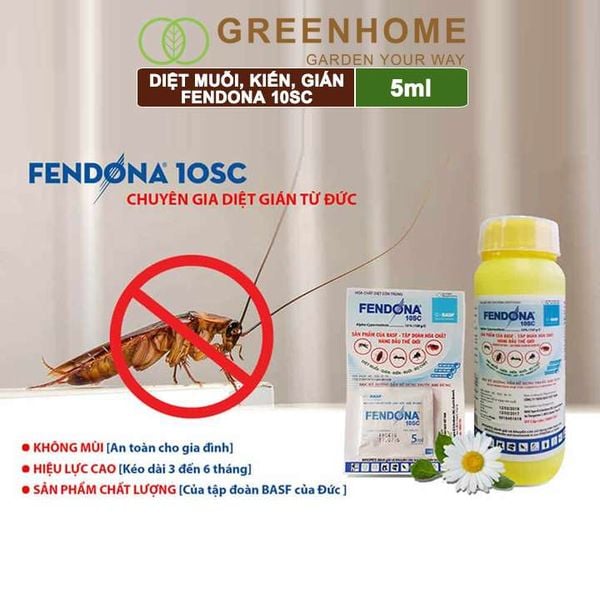Thuốc diệt muỗi Fendona10SC, gói 5ml, hiệu quả, không mùi, diệt gián, ruồi,kiến ba khoang, côn trùng |Greenhome