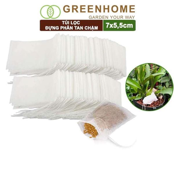 Túi lọc đựng phân tan chậm, 5,5x7cm, treo hoặc bỏ gốc tiện lợi, túi tự huỷ thân thiện môi trường |Greenhome
