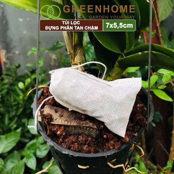 Túi lọc đựng phân tan chậm, 5,5x7cm, treo hoặc bỏ gốc tiện lợi, túi tự huỷ thân thiện môi trường |Greenhome