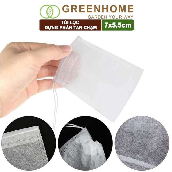Túi lọc đựng phân tan chậm, 5,5x7cm, treo hoặc bỏ gốc tiện lợi, túi tự huỷ thân thiện môi trường |Greenhome