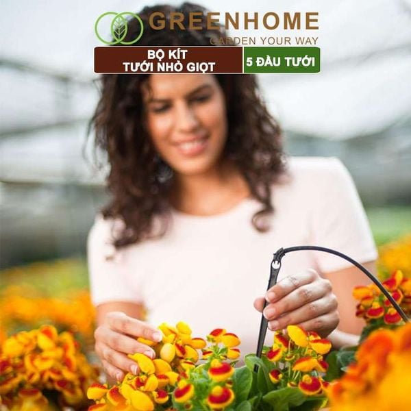 Bộ kít tưới nhỏ giọt, Greenhome. đầu tưới có bù áp, tiết kiệm lượng nước, thời gian tưới cây, dễ dàng lắp đặt