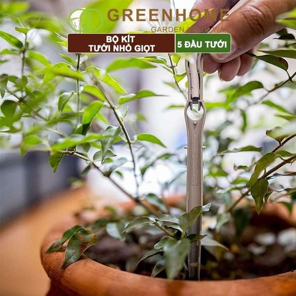 Bộ kít tưới nhỏ giọt, Greenhome. đầu tưới có bù áp, tiết kiệm lượng nước, thời gian tưới cây, dễ dàng lắp đặt