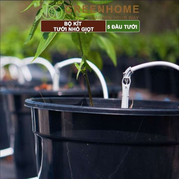 Bộ kít tưới nhỏ giọt, Greenhome. đầu tưới có bù áp, tiết kiệm lượng nước, thời gian tưới cây, dễ dàng lắp đặt