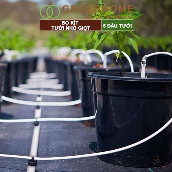 Bộ kít tưới nhỏ giọt, Greenhome. đầu tưới có bù áp, tiết kiệm lượng nước, thời gian tưới cây, dễ dàng lắp đặt