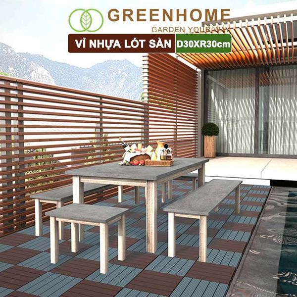 Vỉ nhựa lót sàn, D30xR30cm, 5 nan, hàng xuất khẩu, dễ lắp đặt, lót ban công, sân vườn, hồ bơi |Greenhome
