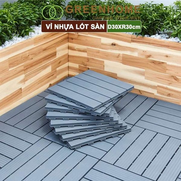 Vỉ nhựa lót sàn, D30xR30cm, 5 nan, hàng xuất khẩu, dễ lắp đặt, lót ban công, sân vườn, hồ bơi |Greenhome