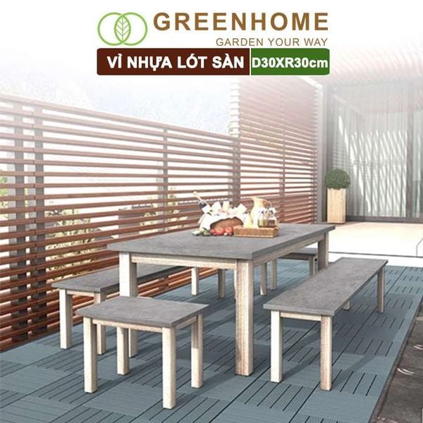 Vỉ nhựa lót sàn, D30xR30cm, 5 nan, hàng xuất khẩu, dễ lắp đặt, lót ban công, sân vườn, hồ bơi |Greenhome