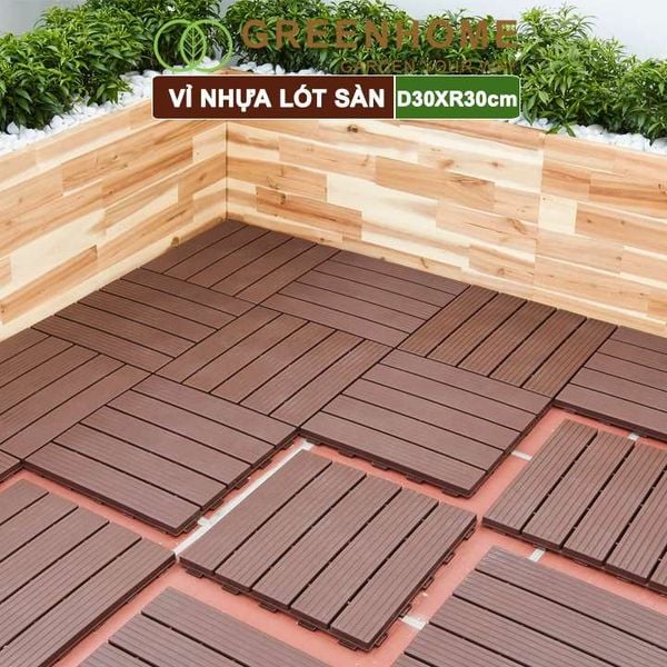 Vỉ nhựa lót sàn, D30xR30cm, 5 nan, hàng xuất khẩu, dễ lắp đặt, lót ban công, sân vườn, hồ bơi |Greenhome