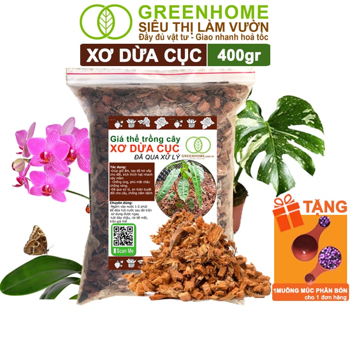 Xơ Dừa Cục, Bao 400gr, Giá Thể Đã Qua Xử Lý, Size 1-2cm, Viên Đều Đẹp, Sạch Khuẩn, Trồng Kiểng Lá, Lan