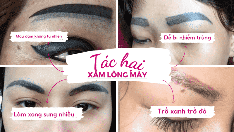 Phun xăm lông mày, môi có ảnh hưởng gì không? Có hại không? Có nguy hiểm không? xăm chân mày màu đậm