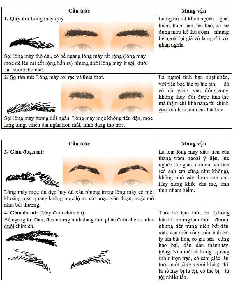 Cách xem tướng lông mày nam nữ nhanh và đúng, có nên sửa lại lông mày để hợp phong thủy không? tướng lông mày