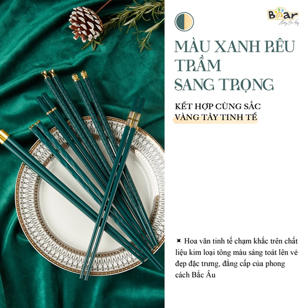 Bộ đũa nhựa phủ Nano Bear CX-E0102 2 bo dua nhua phu nano bear cx e0102 2