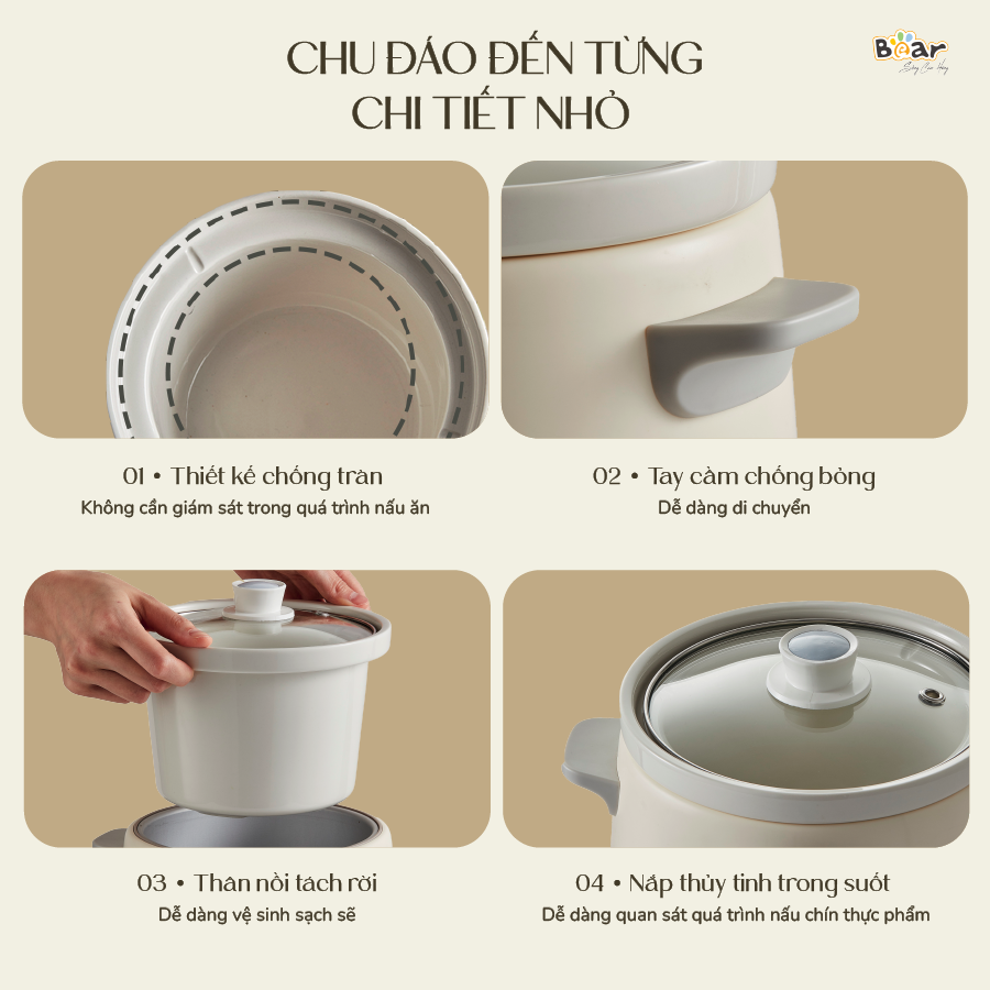 Nồi nấu chậm Bear 1.5L