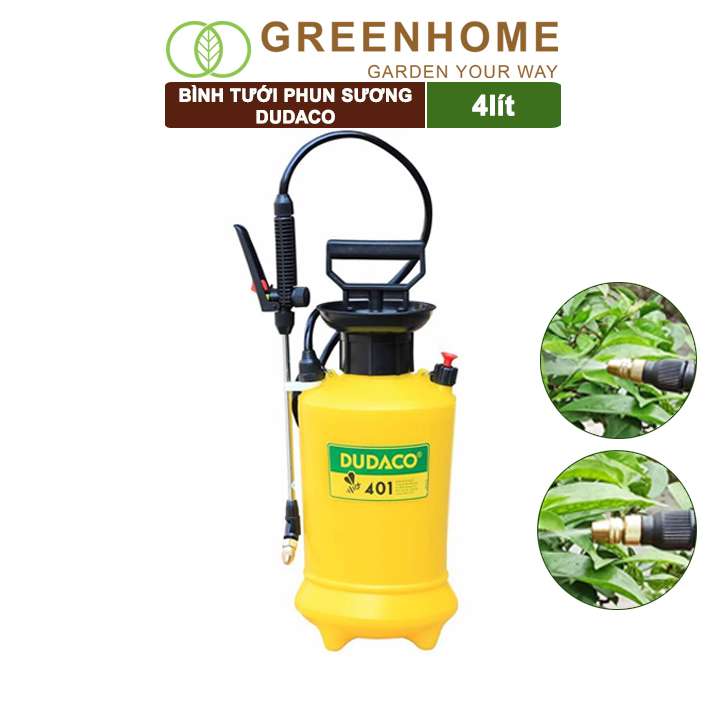 Bình Tưới Cây Dudaco, 4 Lít, Thân Bình Dày, Phun Xa 2 Chế Độ, Bơm Nhẹ Tay, Bình Tưới Cây Phun Sương, Bền, Đẹp