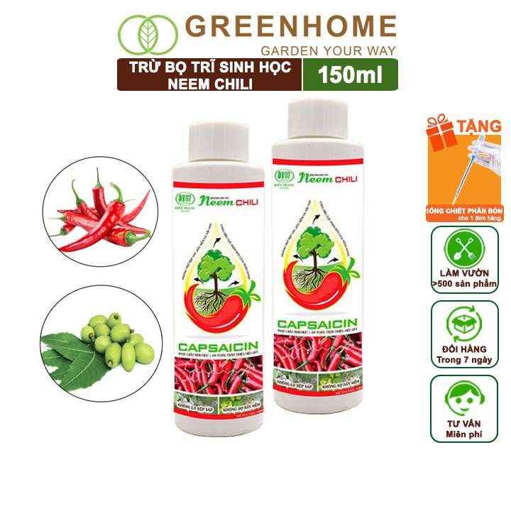 Dầu Neem Oil, Neem Chili, 150ml, Sinh Học Kết Hợp Tinh Dầu Tỏi, Ớt, Trừ Bọ Trĩ, Nhện Đỏ, Rầy, Rệp Sáp Cho Cây