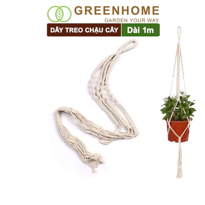 Dây Treo Chậu Cây , Dài 1m, Sợi Cotton Đan Thủ Công, Thẩm Mỹ Cao, Chịu Lực Tốt, Trang Trí Ban Công, Sân vườn