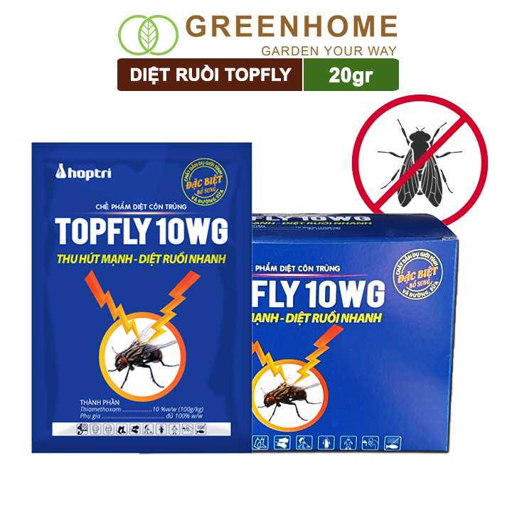 Thuốc Diệt Ruồi Topfly 10wg, Gói 20gr, Thu Hút Mạnh, Diệt Ruồi Nhanh, Hiệu Quả, An Toàn, Tiết Kiệm