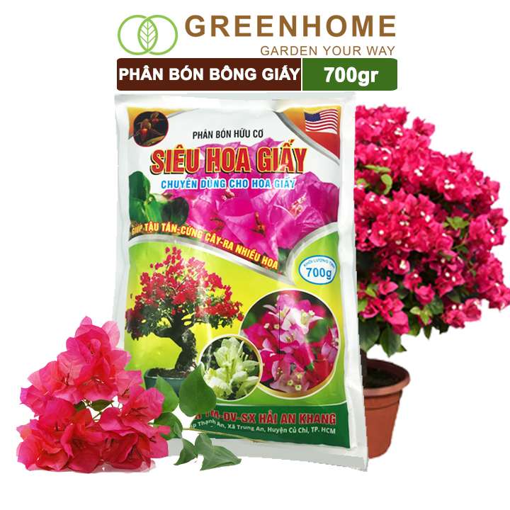 Phân Bón Hoa Giấy, Bao 700gr, Hữu Cơ, Giúp Thân Cứng Cáp, Tạo Tán, Ra Bông Nhiều, Lâu Tàn
