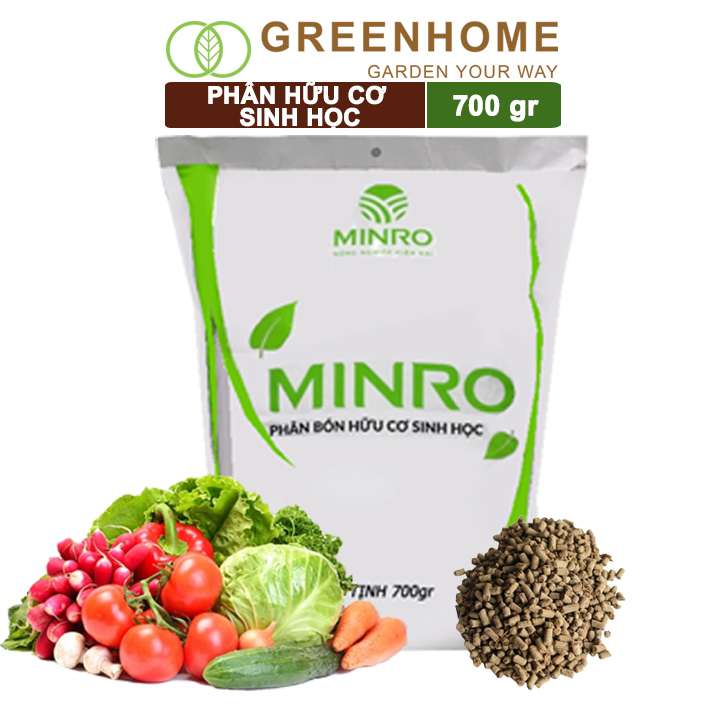 Phân Bón Hữu Cơ, Minro, Bao 700g, Sinh Học Giúp Cây Khoẻ, Ổn Định, Sai Hoa, Đậu Trái Chuyên Hoa Hồng, Lan, Rau