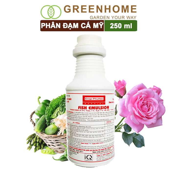 Phân Đạm Cá, Fish Emulsion, Chai 250ml, Hữu Cơ Giúp Thân, Rễ Cây Khoẻ, Siêu Chồi Và Hoa Phù Hợp Cho Hoa Hồng