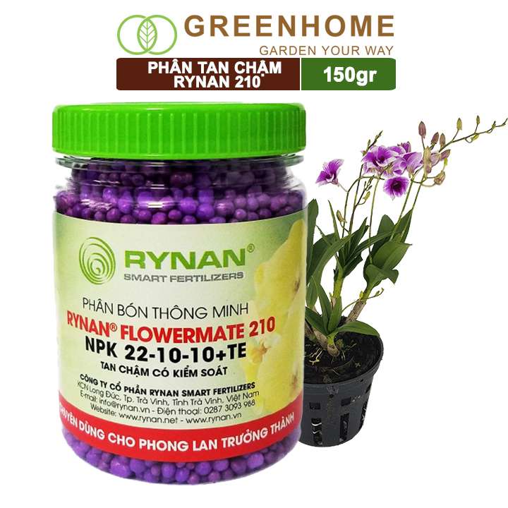 Phân Tan Chậm, Rynan 210, Chai 150gr, Dùng Cho Phong Lan Trưởng Thành, Bonsai, Đủ Dưỡng Chất Cho 120 Ngày