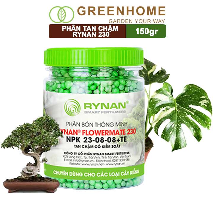 Phân Tan Chậm, Rynan 230, Chai 150gr, Chuyên Kiểng Lá, Dưỡng Lá Xanh, Sinh Trưởng Khoẻ