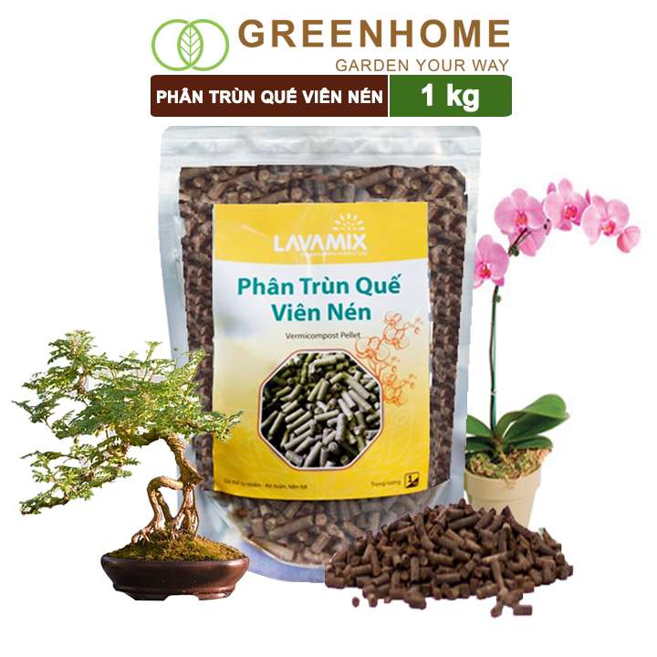 Phân Trùn Quế Viên Nén, Lavamix, Bao 1kg, Dinh Dưỡng Hữu Cơ, Không Mùi, Tốt Cho Lan, Bonsai, Rau, Cây Ăn Trái