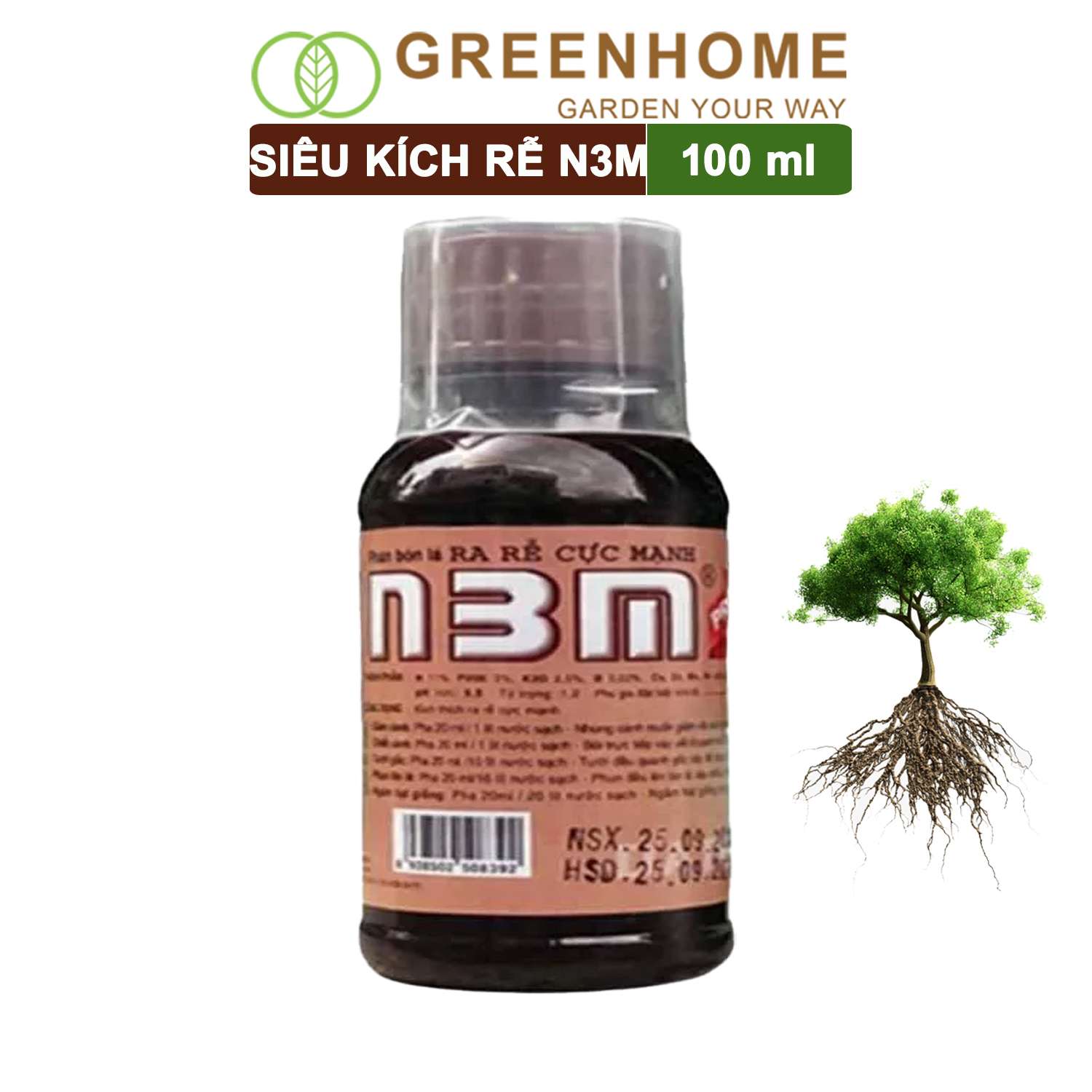Phân Bón Lá N3M, Chai100ml, Ra Rễ Cực Mạnh Dùng Giâm, Chiết Cành, Ngâm Hạt Giống, Chuyên Kiểng, Hoa Hồng, Lan