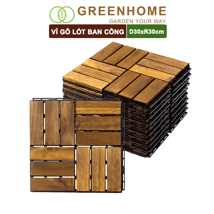 Vỉ Gỗ Lót Sàn, D30xR30cm, Dễ Lắp Đặt, Thoát Nước Tốt, Thân Thiện, Trang Trí Ban Công, Sân Vườn, Hồ Bơi