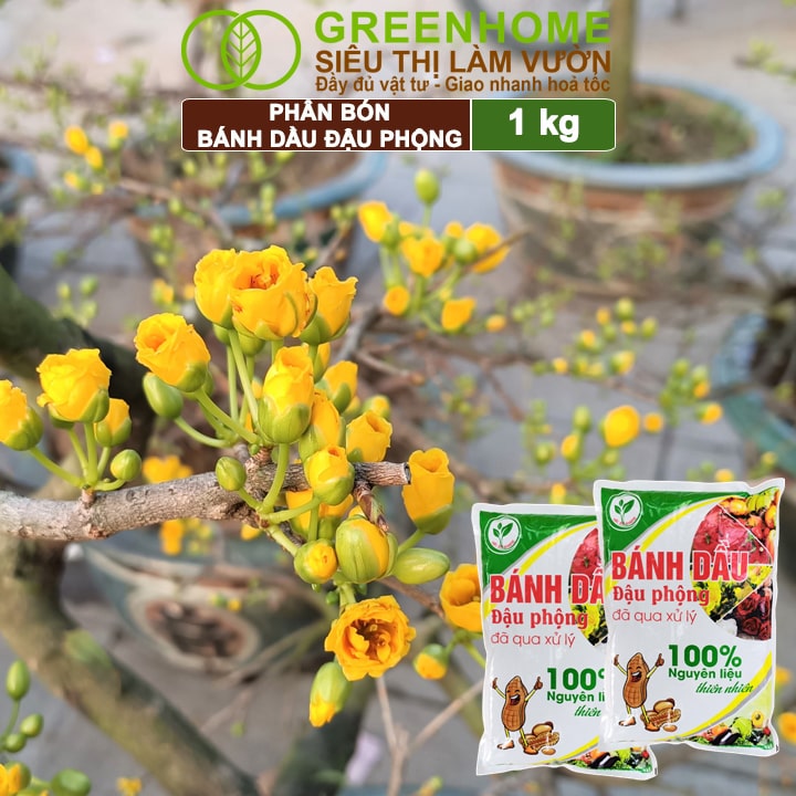 Bánh Dầu Đậu Phộng, Bao 1kg, Phân Bón Hữu Cơ Hàm Lượng Đạm Cao, Chuyên Hoa, Rau, Củ, Quả, Kiểng