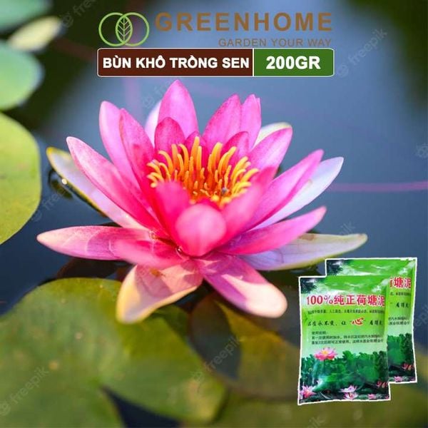 Bùn khô trồng hoa sen, gói 200gr, phù hợp cây thuỷ sinh, ngập nước, cho hoa to, lâu tàn, tốt lá |Greenhome