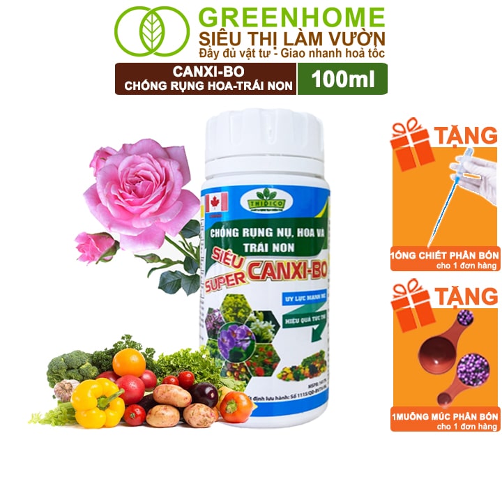 Phân bón Canxi Bo, Chai 100ml, Tăng đậu trái, Chống rụng hoa và trái non, chống thối trái, dùng cho cây ăn quả