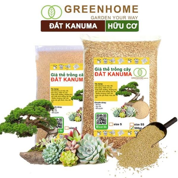 Đất trồng Kanuma, bao 500gr, dùng rải mặt, giá thể trồng sen đá, bonsai, đỗ quyên, nhiều kích thước