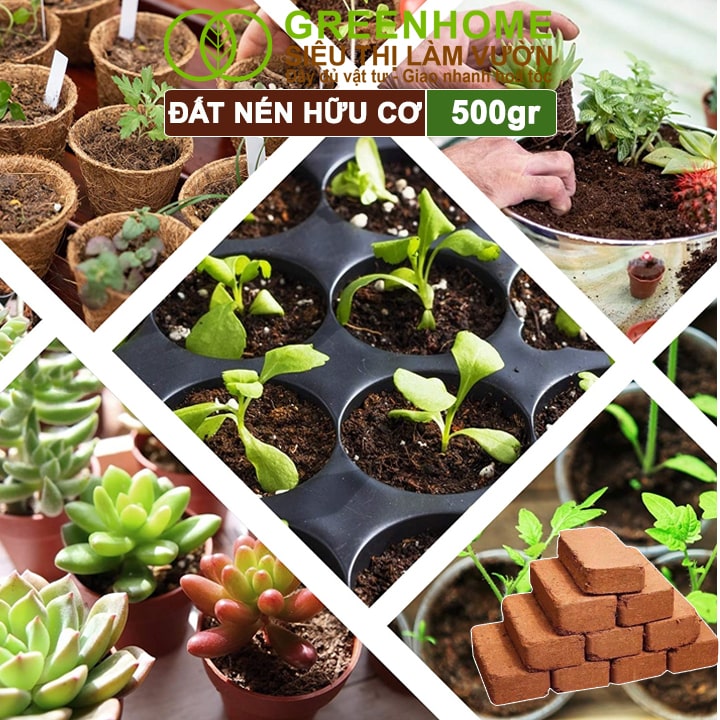 Đất Trồng Cây, Viên Nén 500gr, Đã Qua Xử Lý, Bổ Sung Vi Sinh, Nở Gấp 5 Lần, Trồng Rau, Trộn Giá Thể Trồng Cây