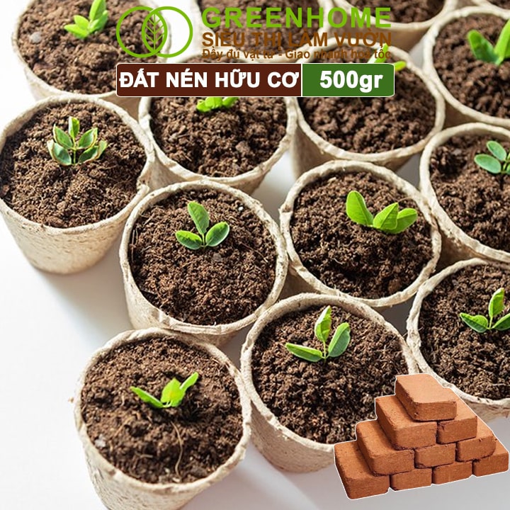 Đất Trồng Cây, Viên Nén 500gr, Đã Qua Xử Lý, Bổ Sung Vi Sinh, Nở Gấp 5 Lần, Trồng Rau, Trộn Giá Thể Trồng Cây