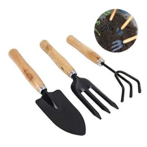 Dụng Cụ Làm Vườn D25cm, Cán Gỗ, Lưỡi Thép, Gồm Xẻng Xúc Đất, Cào, Chĩa, Trồng Cây, Làm Cỏ Dễ Dàng