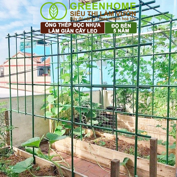 Ống Thép Bọc Nhựa, Greenhome, Daim, Nhật Bản, D90cm, Làm Khung Hoa Hồng, Giàn Leo Bầu, Bí, Mướp, Độ Bền 5 Năm