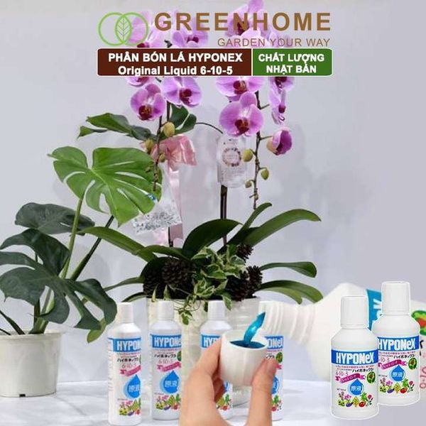 Phân bón lá Nhật, Hyponex, Original Liquid 6-10-5, chai 160ml cho rau, hoa, kiểng lá, kích mầm, chồi |Greenhome