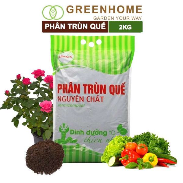 Phân trùn quế Lavamix, bao 2kg, nguyên chất, bổ sung dinh dưỡng, cải tạo đất |Greenhome
