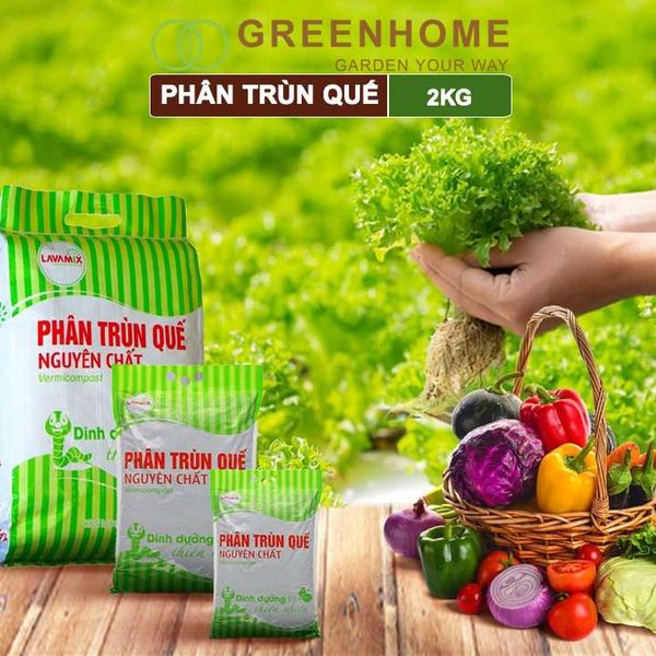 Phân trùn quế Lavamix, bao 2kg, nguyên chất, bổ sung dinh dưỡng, cải tạo đất |Greenhome
