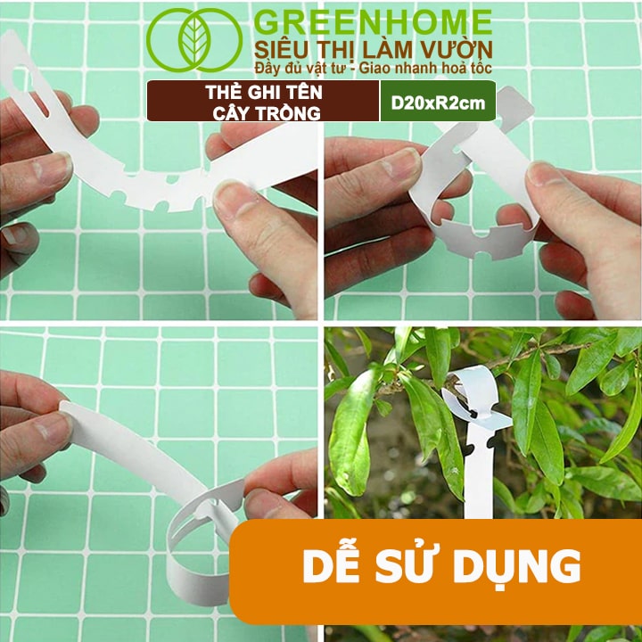 Thẻ Ghi Tên Cây, D20xR2cm, Chất Liệu Nhựa PVC, Dễ Lắp Đặt, Tái Sử Dụng, Đánh Dấu Cây Trồng, Hạt Giống Rau, Hoa